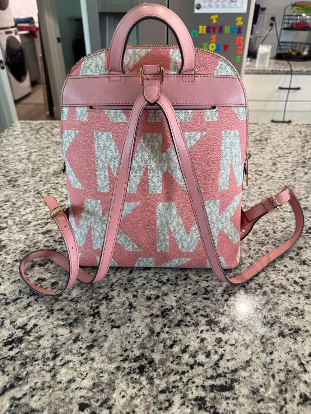 Michael Kors Pink MK Logo Small Backpack